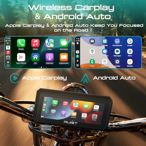 Image of 6.8 inch Wireless Motorcycle CarPlay Screen with TPMS, Model MOX68 | Wireless Apple CarPlay & Android Auto, IP67 Waterproof GPS, Dual Bluetooth, Magnetic Mount, Voice Control.
