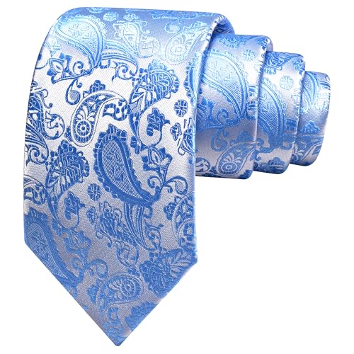 Image of GUSLESON 3.15 inch(8cm) Fashion Paisley Ties Mens Woven Jacquard Necktie for Wedding
