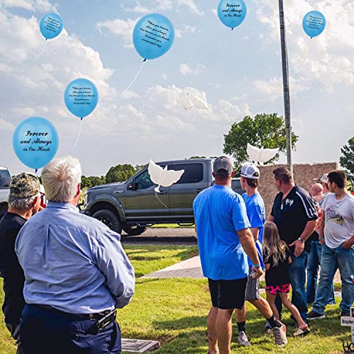 Image of 26 Pieces Blue Memorial Biodegradable Funeral Remembrance Balloons and 41.3 Inch Dove Balloons for Release to Celebrate Life, Bereavement, Condolences, Anniversary services