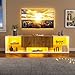 ModernLuxe TV Units for Living Room, TV Stand Cabinet with 2 Drawers, LED Lighting, 5 Open Storage Compartments, Fits 70-Inch-TV, 40kg Weight Capacity, MDF Construction, Wood & White, 160×40×42cm