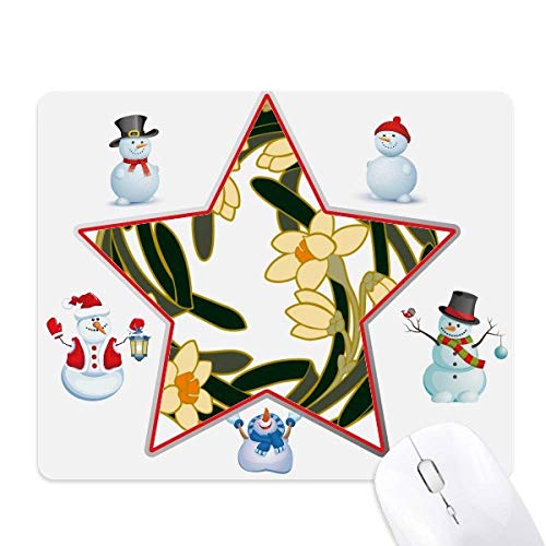 Tapis de souris Bonhomme de Neige de Noël rond en tissu de 22 cm motif floral artistique