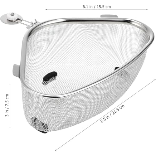 Image of TAZLYN Filter Basket Sink Triangle Drain Rack Multifunctional Food Waste | Rust-Resistant, Kitchen Accessory, Sink Caddy, Easy to Clean, Durable Build