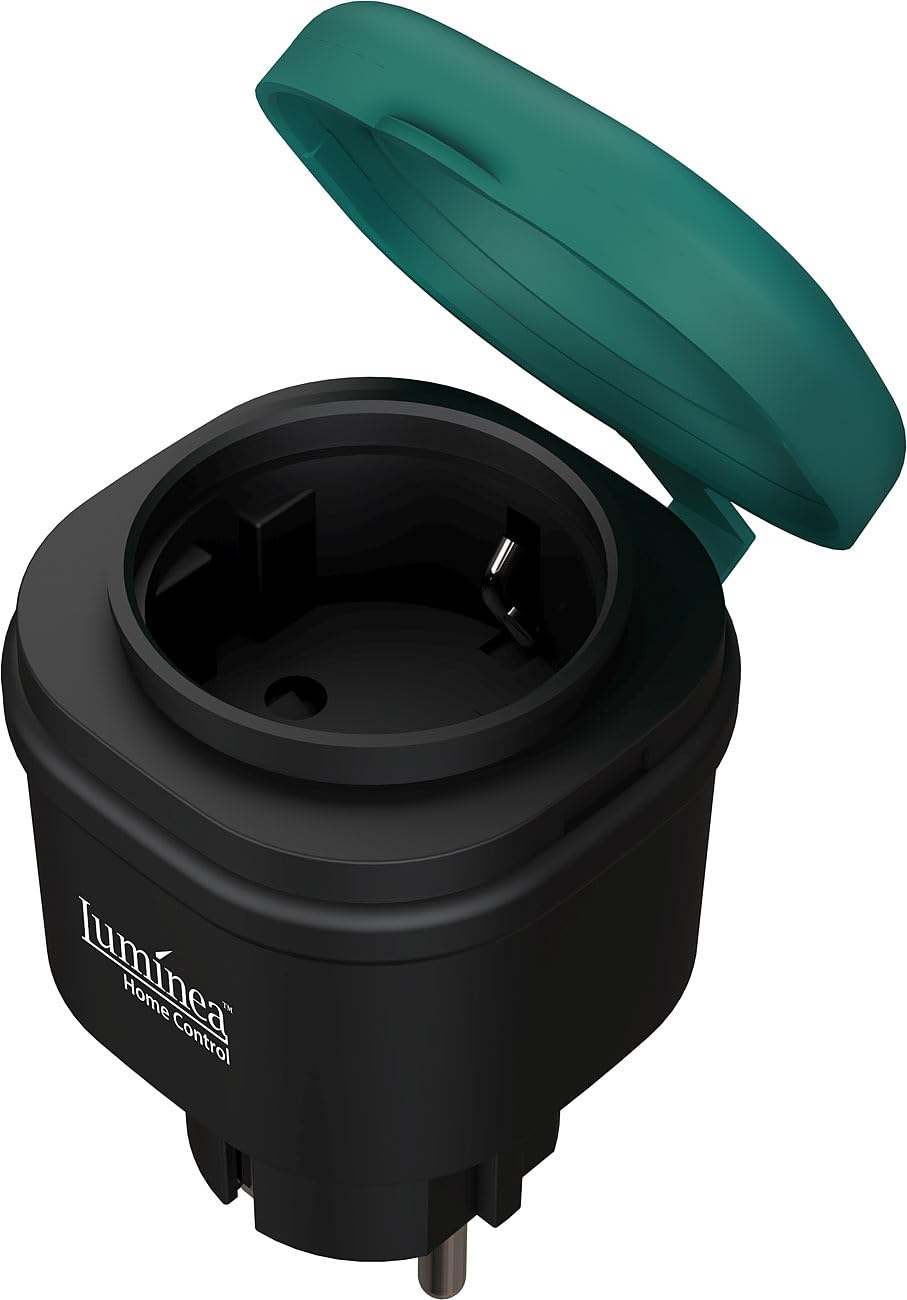 Luminea Home Control Zeitschaltuhr WLAN außen: 4er-Set Outdoor-WLAN-Steckdosen mit Energiekostenmesser, App (WLAN Steckdosen mit Fernbedienung, Steckdosen mit WLAN-Steuerung, Weihnachtsbeleuchtung)