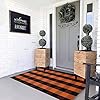 MUBIN Cotton Orange and Black Plaid Rug, 3 x 5 Ft Fall Outdoor Front Door Decorative Mat, Hand-Woven Rug for Layered Door Mats Washable Carpet for Porch, Entryway, Farmhouse, Autumn, Halloween MUBIN Cotton Orange and Black Plaid Rug, 3 x 5 Ft Fall Outdoor Front Door Decorative Mat, Hand-Woven Rug for Layered Door Mats Washable Carpet for Porch, Entryway, Farmhouse, Autumn, Halloween
