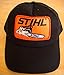 Stihl Black Trucker Style Hat / Cap with Orange Chainsaw Stihl Patch