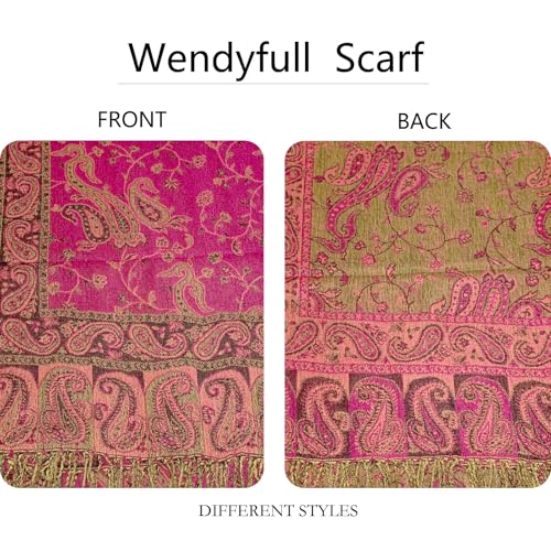 Image of Pashmina Scarf for Women Shawls and Wraps Reversible Paisley Vintage Jacquard Soft Silky Rave Scarves Men