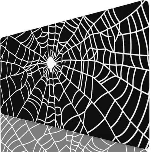 Alfombrilla ratón XXL blanca de 800x400 mm con diseño de telaraña y base protectora impermeable W6-862