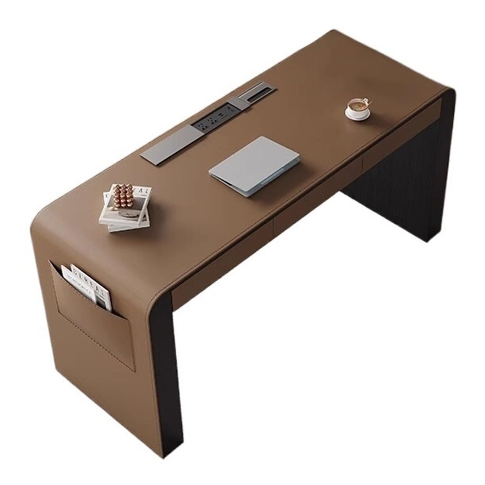 Acrittura Scrivania in pelle con prese di ricarica USB(XL)