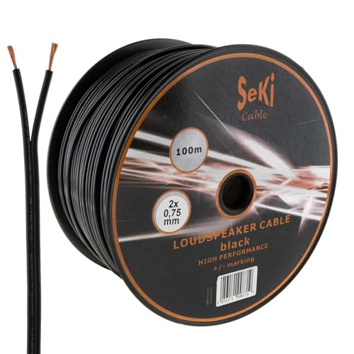 Cable de altavoz 2 x 0,75 mm2 negro 100 m para eliminar pérdidas de audio por cables cortos