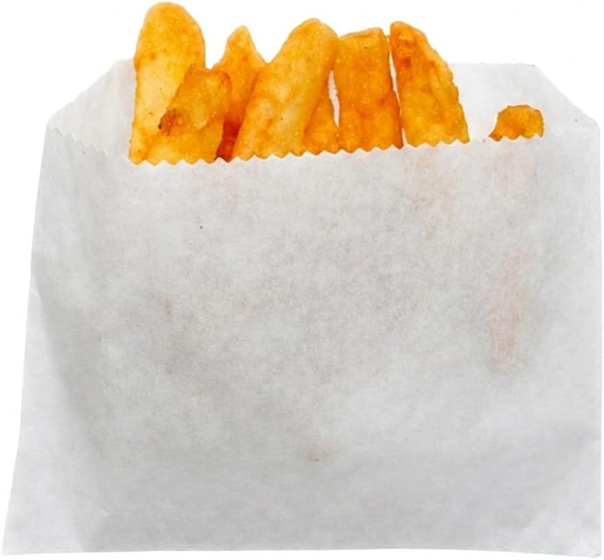 Regency Wraps Grease Resistant French Fry Bags, 4.5 x 3.5 Inch, Pack of 100 | Disposable Food Serving Pouches For Individual Portions of Onion Rings, Candy, Nuts at Parties, Tailgating, Outdoor BBQs