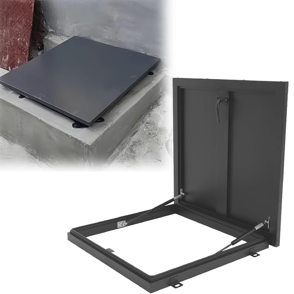 Roof Hatch Cover, Galvanized Steel Plate, Customizable Size, Emergency Escape for Industrial Factories, Shopping Malls, Attic Skylight(60x70cm)