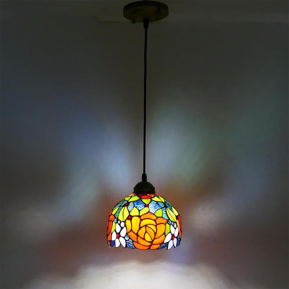 SXWNBIFH European Color Glass Chandelier Vintage Creative Pendant Lamp Home Restaurant Bar Hotel Corridor Bedroom BedHead Pendant Lamp (C D20CM)
