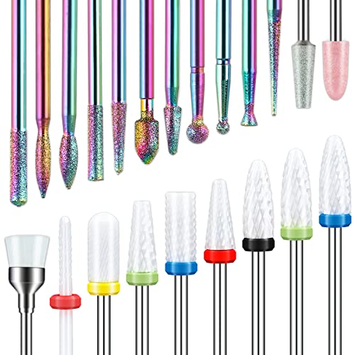 22Pcs Nail Drill Bits-3/32'' Ceramic Drill Bits For Nails, Diamond Nail Bits For Nail Drill, Carbide Nail Bits For Electric Manicure Pedicure Nail File Machine #TOP28
