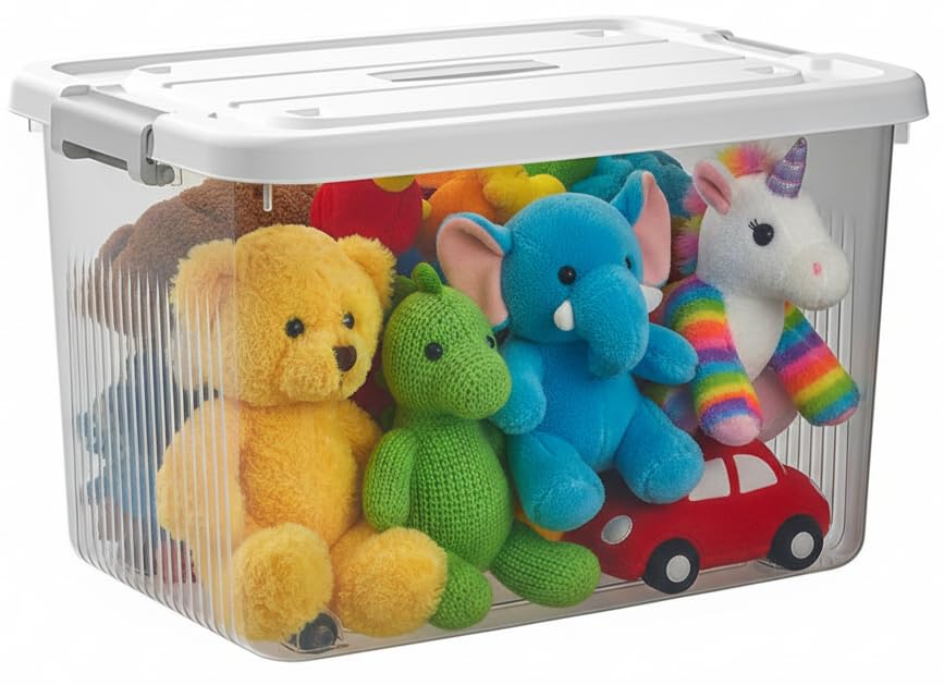 STAR WORK Plastic Storage Bins Containers with Lids,Craft Storage, Organizing Container for Home, Office & Art Supplies (Pack Of 1, TRANSPARENT, X-LARGE - 18 X 12.5 X 9.5 INCH)