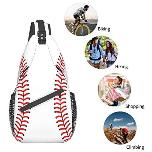 Baseball Sling Bag For Women Men Crossbody Shoulder Backpack Baseball Red Stitches On A White Background Chest Bags Cute Sports Ball Print Gym Bag Travel Hiking Sports Rucksack Casual Daypack #TOP5