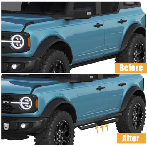 Estribos negros de acero carbono para Ford Bronco 4 puertas miniatura 3
