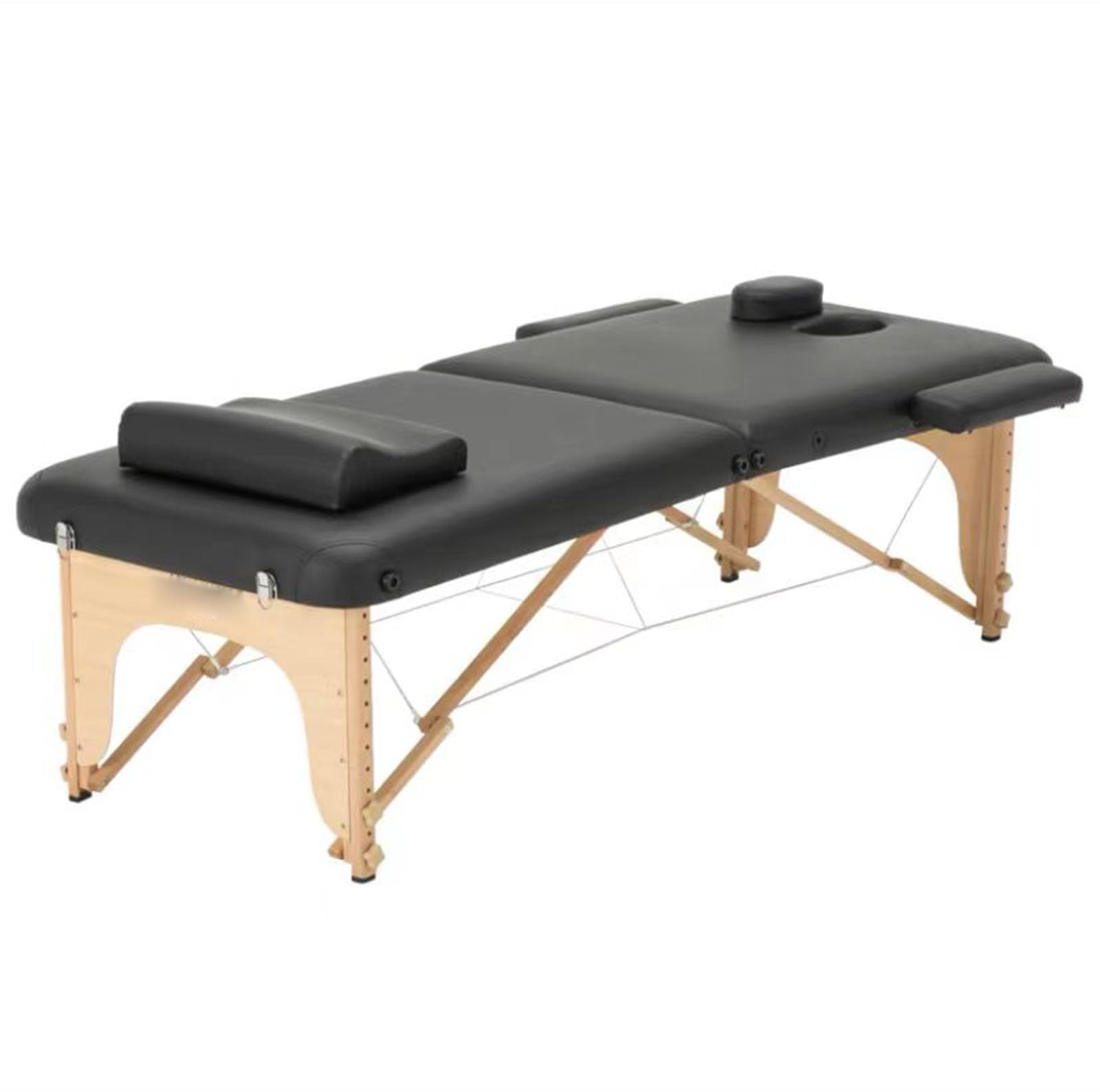 Mesa de Masaje Cama de Masaje Cama de SPA portátil 2 Plegables con Estuche de Transporte Mesa de Altura Ajustable Cama de salón (Negro)