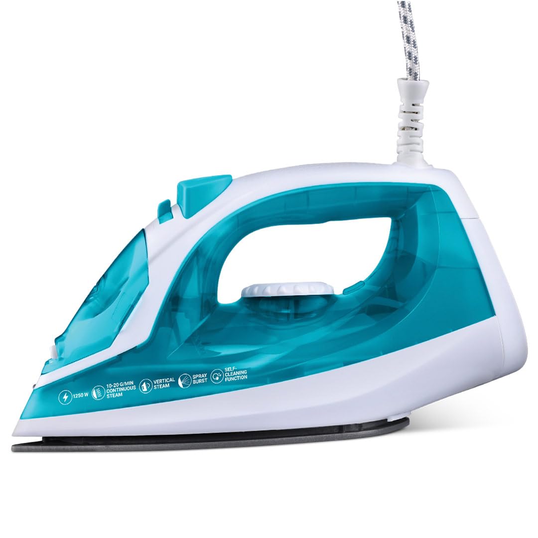KENT Glide Steam Iron | 1250W | Powerful Steam Burst upto 20G/Min | Non-Stick Sole Plate | Vertical and Horizontal Steaming | Adjustable Temperature | 360° Swivel Cord | Turquoise Blue (B0DH4V7PHG) Amazon Price History, Amazon Price Tracker