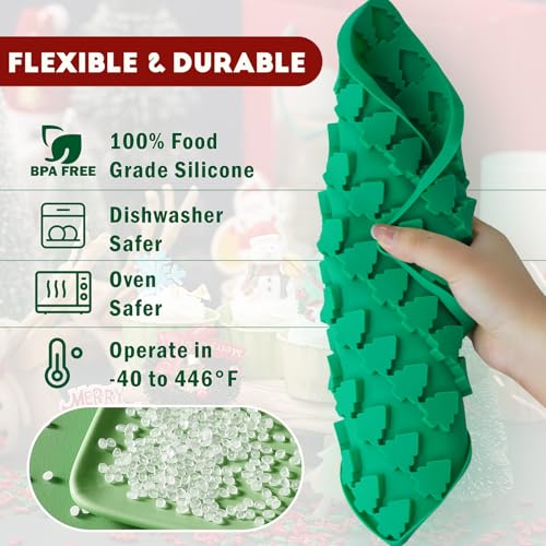 Image of Christmas Mini Candy Molds with Xmas Tree and Gingerbread Man Shaped, 152 Cavity Non-Stick Food Grade DIY Handmade Set for Gummy Jelly Dog Treat Wax Melt Gifts Baking Supplies