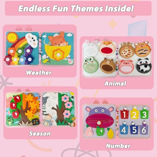 Image of Cobelae Busy Book for Toddlers 1-3,Montessori Toys for 1 Year Old | Baby Travel Toys,Educational Activity Book,Washable Felt Busy Board,Develop Fine Motor Skills, Boys Girls Gifts