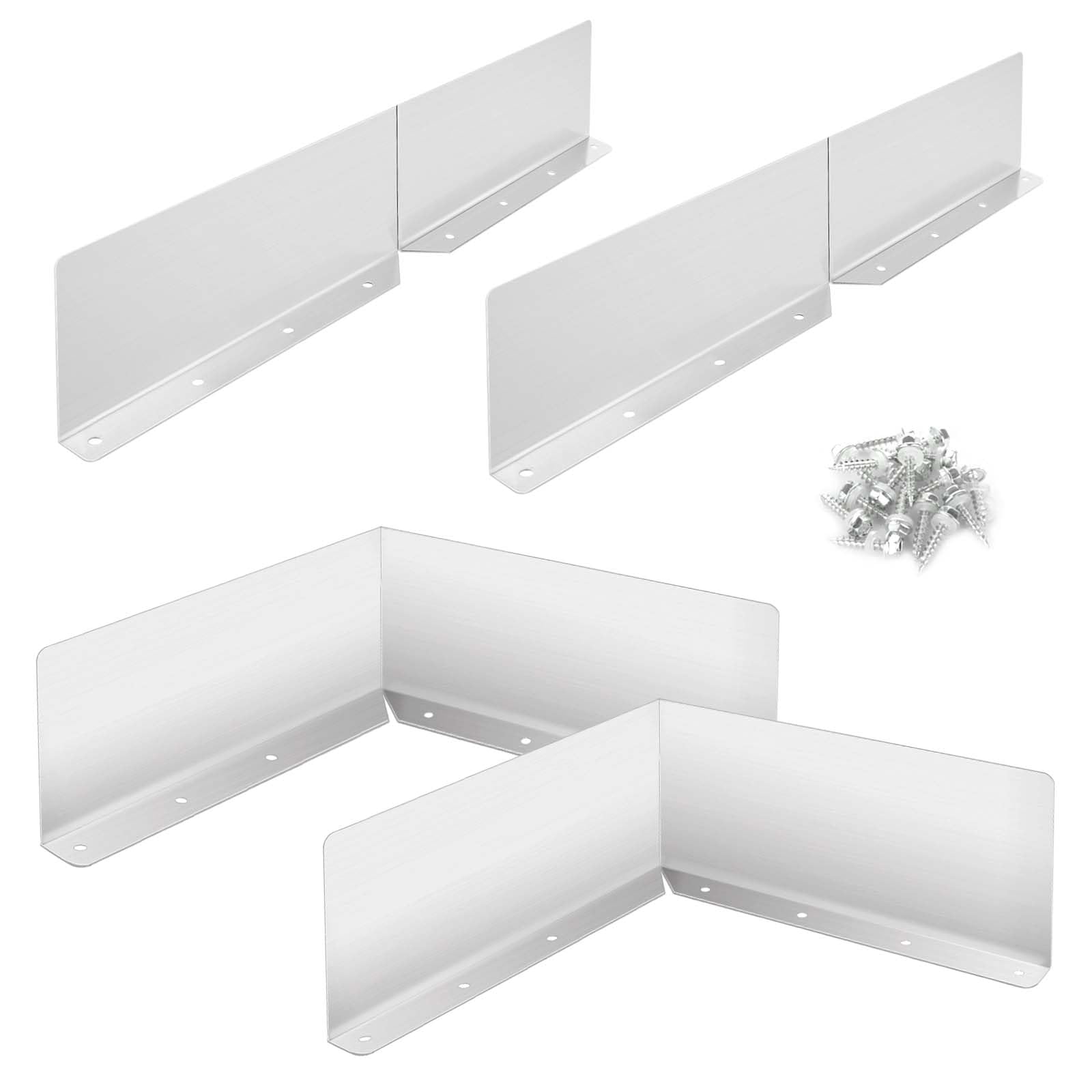 YAYODS 4 Pcs Rain Gutter Valley Splash Guards, Middle Bendable Gutter Splash Guards with Screws Aluminum Roof Rain Diverter for House Shingle Roofs Corner