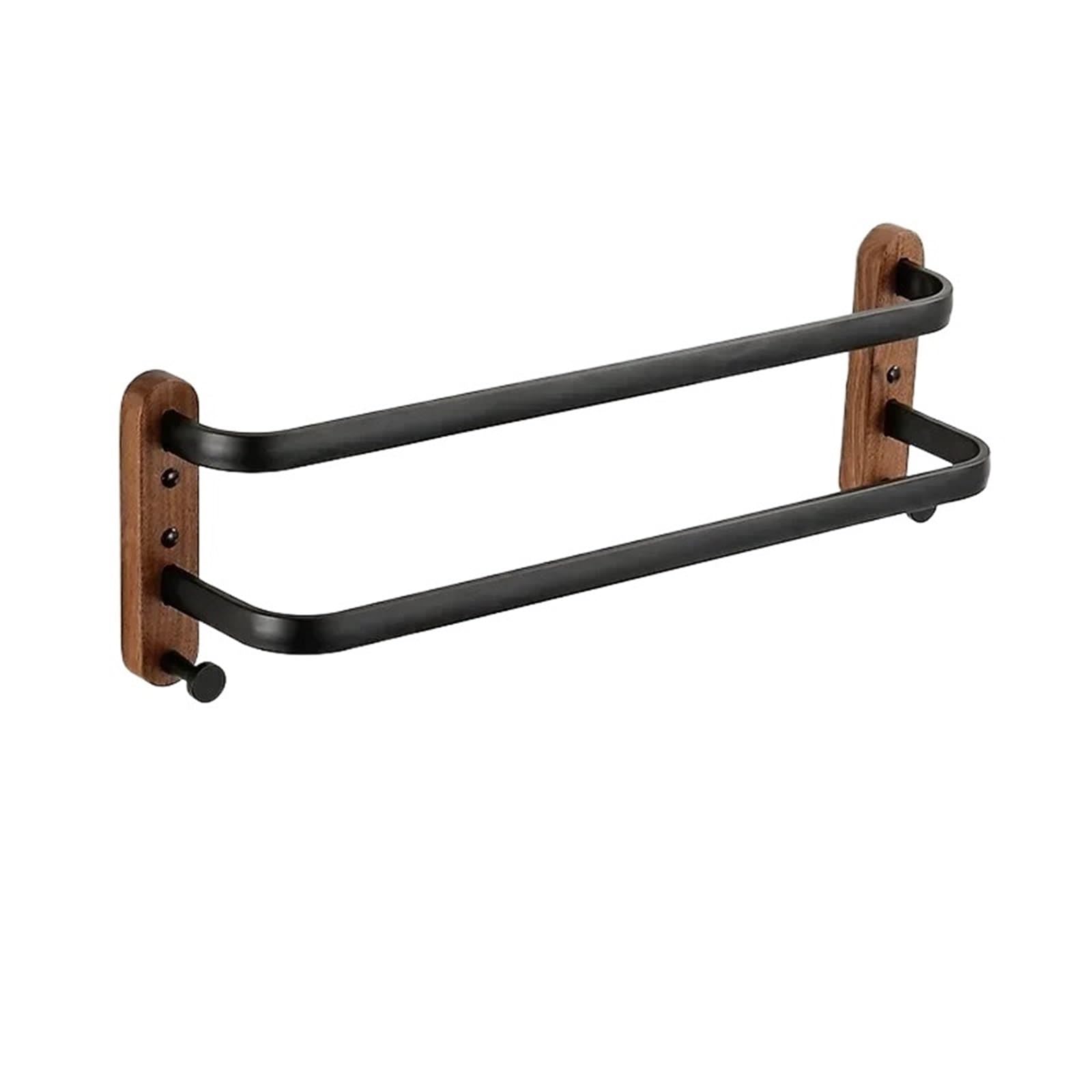 Three Rods Walnut Solid Wood Aluminum Towel Rack