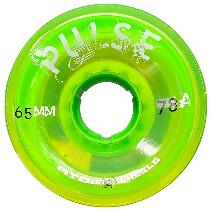 Atom Skates Outdoor Quad Roller Wheels 78A - Pulse - 65x37 Lime - 2 Packs - 8 Wheels
