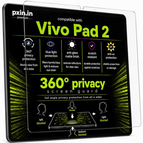 Image of Pxin 360 Pro Privacy Screen guard compatible with Vivo Pad 2 | Anti Glare | Anti UV | Anti Blue | Anti Reflection | Privacy Filter | Unbreakable Build
