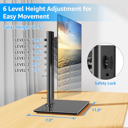 Image of MOUNTUP Monitor Stand for Desk, Freestanding Monitor Mount Fits 13-32 inch Screen up to 17.6 lbs, Screen Stand with Swivel, Height, Rotation Adjustment, VESA Mount 100 x 100mm, 75 x 75mm