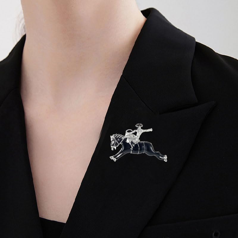 Image of coadipressGold Derby Horse Racing Brooch For Women And Men Rhinestone Horse Pin Brooch Western Cowgirl Pin Jewelry for Horse Lover