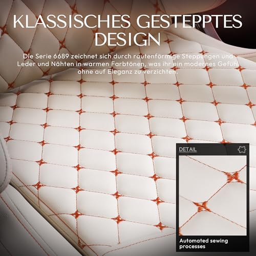 Sedia da Gioco, da Ufficio, da scrivania con Massaggio e Supporto Lombare. Stile Vintage Sedia Girevole con Schienale Alto e con poggiapiedi Regolabile (Avorio) - Sedia gaming - Immagine 3