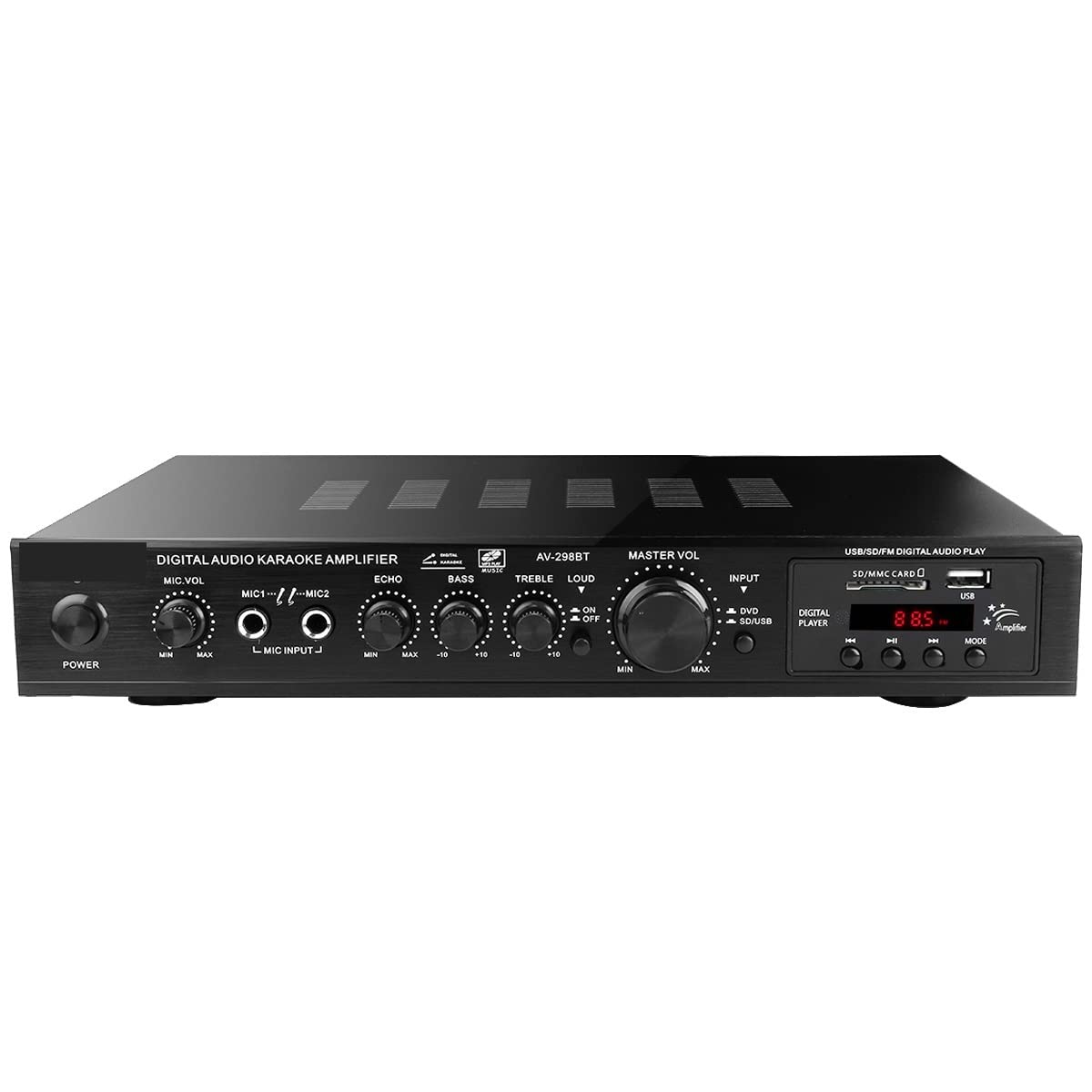 Wzmacniacz Mocy, Wzmacniacz domowy Cyfrowy Auto AV Wzmacniacze klasy HiFi Dźwięk stereo Radio FM Odtwarzacz Procesor(Nero)
