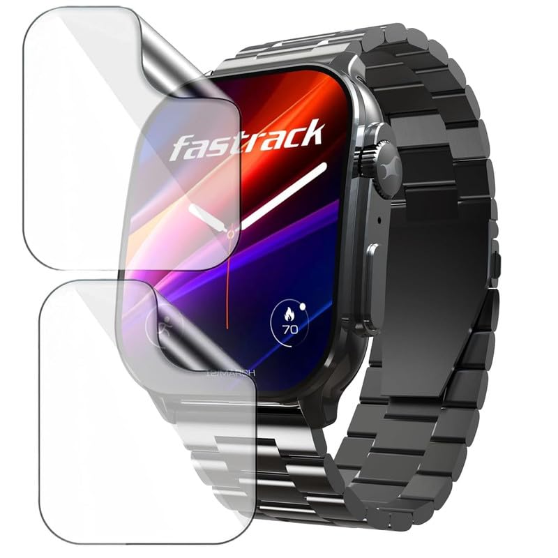 Image of 2 Pack Smartwatch Screen Protector for Fastrack Astor FS2 Pro 1.96 inch - Flexible TPU Screen Guard, Ultra Thin, Scratch Resistant, Bubble Free, Full Coverage - Not Tempered Glass