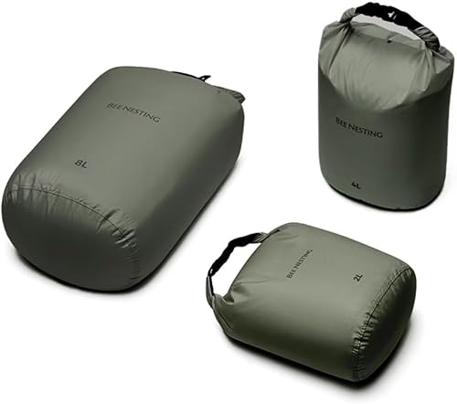 Juego de bolsas secas ultraligeras para mochileros, saco seco impermeable para camping, senderismo, motocicleta, saco de cosas ligeras, juego de 3