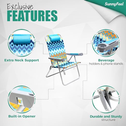Image of SUNNYFEEL Tall Beach Chair for Adults, High Back High Seat Folding Chairs