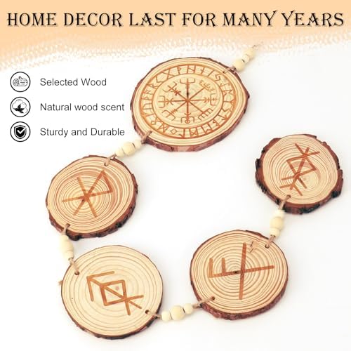 Rune Chain - Prosperity, Good Luck, Love, Protection, Home Protection Bindrune Hanger, Decoration Norse Pagan Bind Runes, Rustic Norse Viking Circular Bind Rune Protection Wood Hanging Decor - Image 3