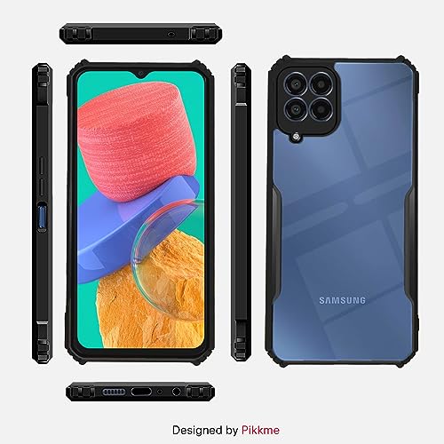 Image of Pikkme Samsung Galaxy M33 5G Back Cover | Crystal Clear Transparent Back | Ultra Hybrid | Full Camera Protection | Raised Edge | Bumper Back Case for Samsung Galaxy M33 5G (Black)