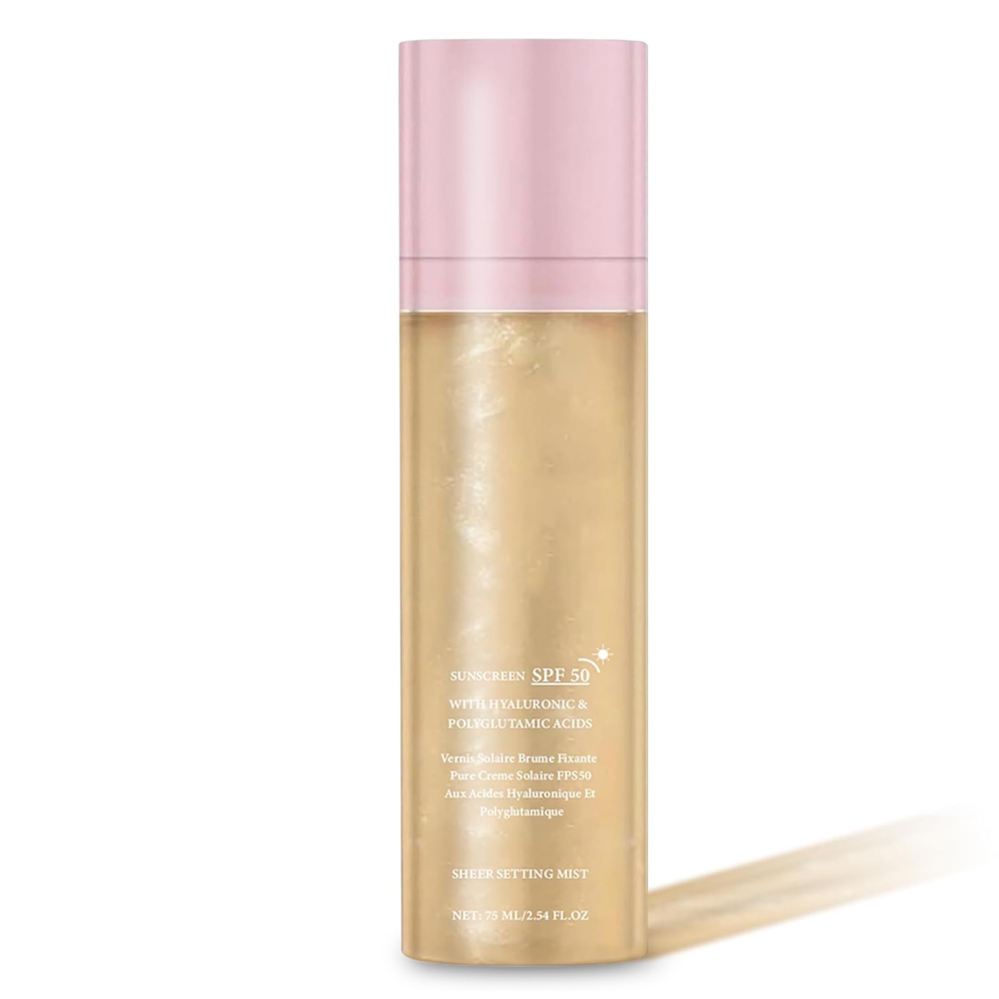 Sunglaze Sheer Setting Mist Sunscreen SPF 50, Broad Spectrum Shimmering Body Oil Mist, Hydrating Makeup-Friendly Glow Spray, Reef-Safe, Non-Greasy & Fast-Absorbing for Face & Body (1)