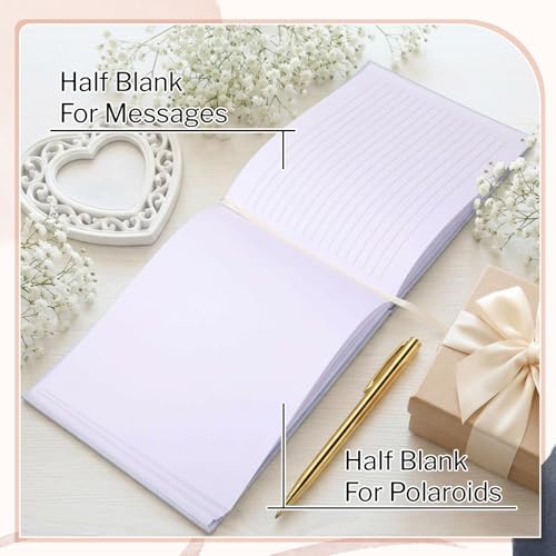 Image of Engrowtic 7 x 9 Inch Floral Guest Book with Pen, Hardcover, Blue