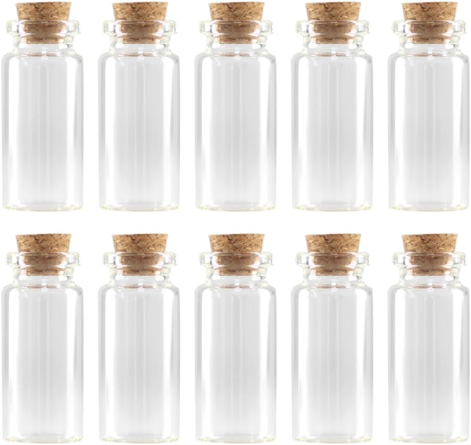 Terrariums 100pcs 3ml Cork Stopper Glass Bottles - Clear Containers Small Glass Favor Jars DIY Decoration Vials Cork Message Bottles