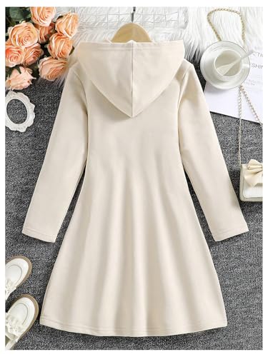 Floerns Girl's Solid Long Sleeve Hooded Dress Flare Hem Pleated Short Dresses2