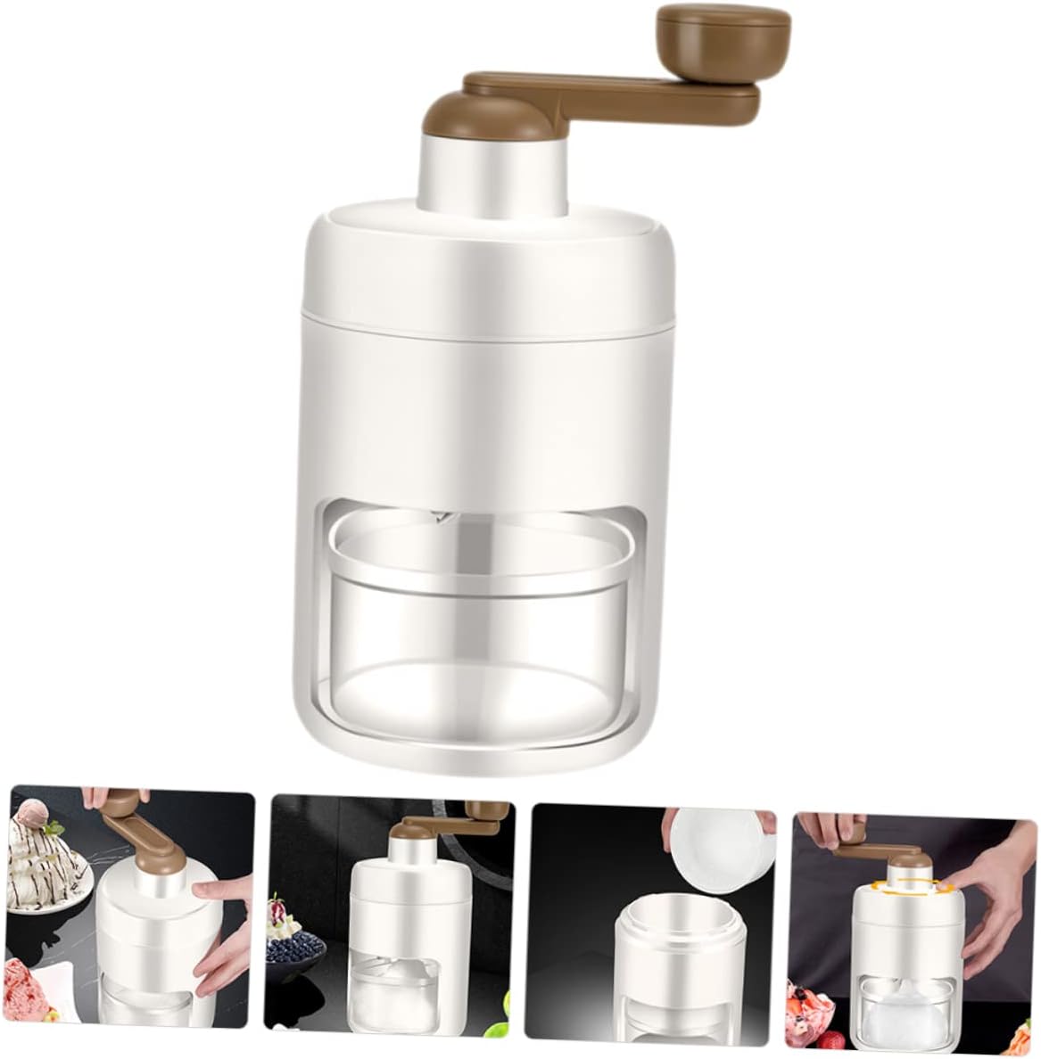 KICHOUSE Portable Manual Ice Shaver Machine for Kitchen Easy Hand Crank for Home Use Cones and Desserts and Labor-saving Design