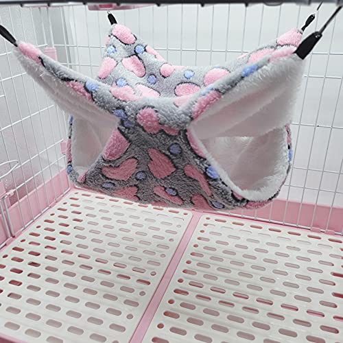 SOBW Hängematte Höhle 2 Ebenen Hängendes Bett Flauschige Hängebett Käfig Kleintierebett Intellektuelles Spielzeug mit Haken for Ratte Chinchillas Totoro Hamster Frettchen Mäuse Nager