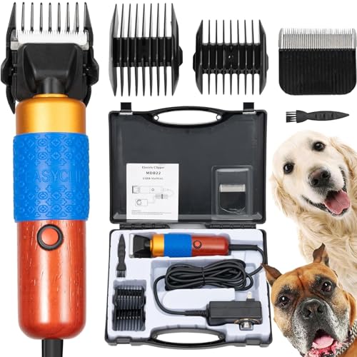 DONNGYZ Pet Grooming Clippers 200W Electric Sheep Shears with 10Ft Power Cord & 2 Blades, Speed Control Low Noise Dog Hair Trimmer Kit for Farm Livestock, Goat, Alpaca, Lamas, Horse, Dog, Cat