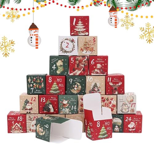 Cajas de cuenta regresiva rellenables | Haz tus propias cajas de cuenta regresiva de 24 días | Contenedor de cartón para decoración festiva para vacaciones de invierno, adolescentes, estudiantes