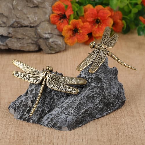 2 Piezas Estatua de Libélula de Metal de Latón miniatura 5