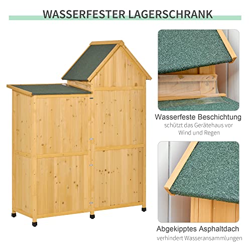 Outsunny Gartenschrank Holz Gartenhaus Gerätehaus Gartenschuppen Doppeltür-Design für den Außenbereich wetterfest 138 x… – Bild 6