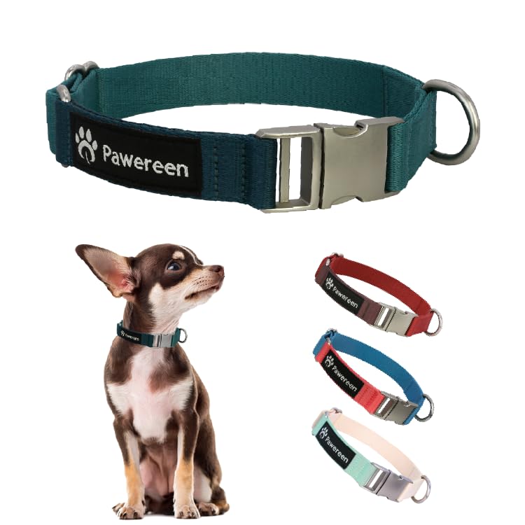 Eco-Friendly Dog Collar, Recycled Soft-Woven Material, Hypoallergenic, Quick Release Metal Buckle, Adjustable Size for Small/Medium/Big Dog Size, Dark