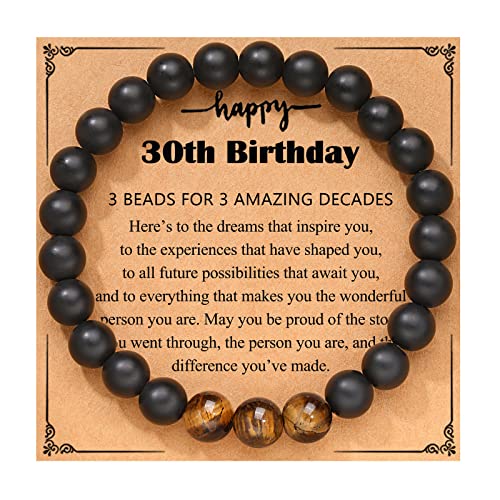 UPROMI 21st/30th/40th/50th/60th/70th Birthday Gifts for Him, Elastic Rope Bracelet for Men