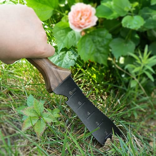 Hori Hori Garden Knife with Sheath for Weeding, Planting, Digging, Gardening Tool Featuring Cutting Edge Wooden Handle, Weed Puller and Japanese Garden Tool by Generic - Image 7
